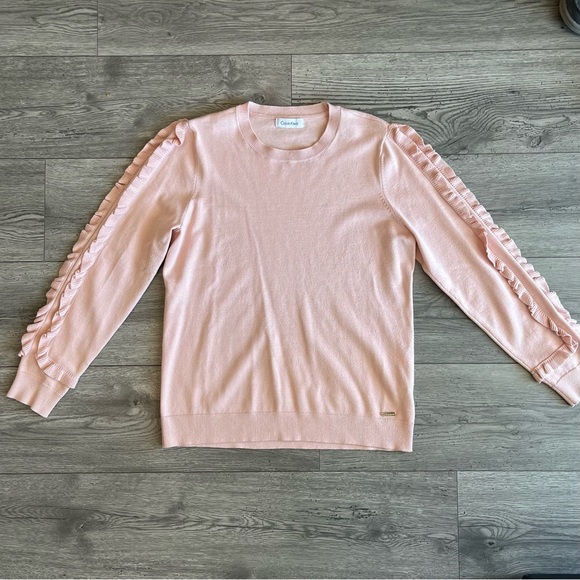 Calvin Klein Tops - Calvin Klein Women’s Long Sleeve Crewneck Pullover Ruffle Knit Top Pink